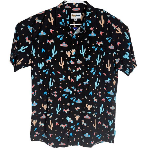 Tipsy Elves Men's Midnight Fiesta Hawaiian Button Up Shirt Multicolor Size XL - Picture 1 of 8